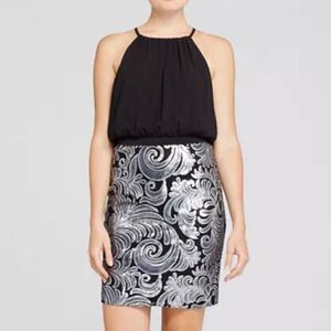 Laundry by Shelli Segal Sleeveless Bodice & Sequin Skirt Mini Dress Black 8